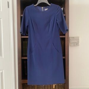 Blue Sheath Midi Dress with Crew Neck for Work